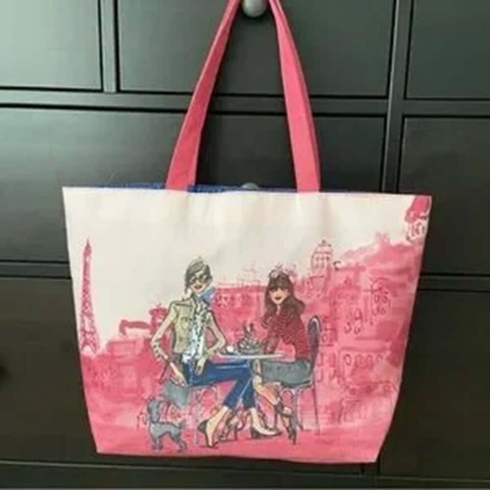 Lancome PINK Paris Eiffel Tower Canvas Tote Bag